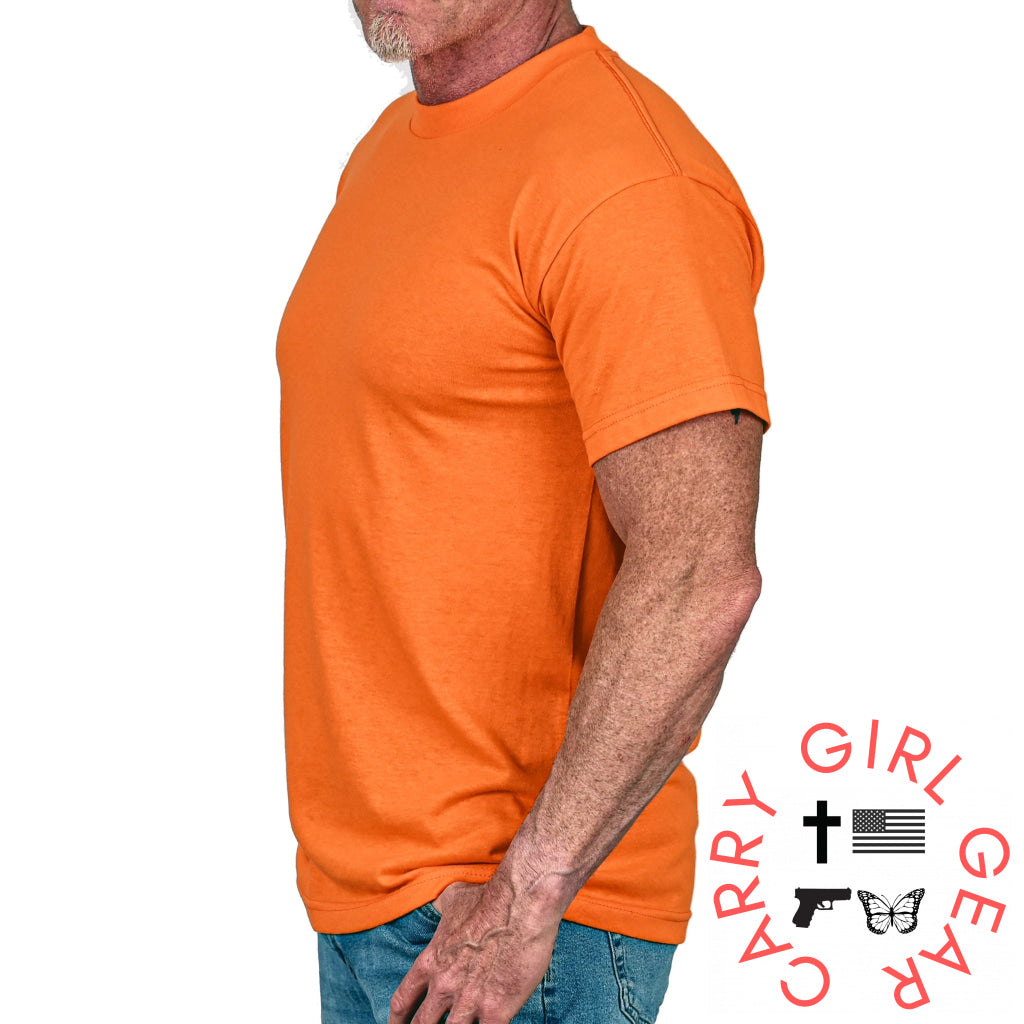 Men’s Basic Hi-Vis Orange Patriotic Work Shirt T-Shirt