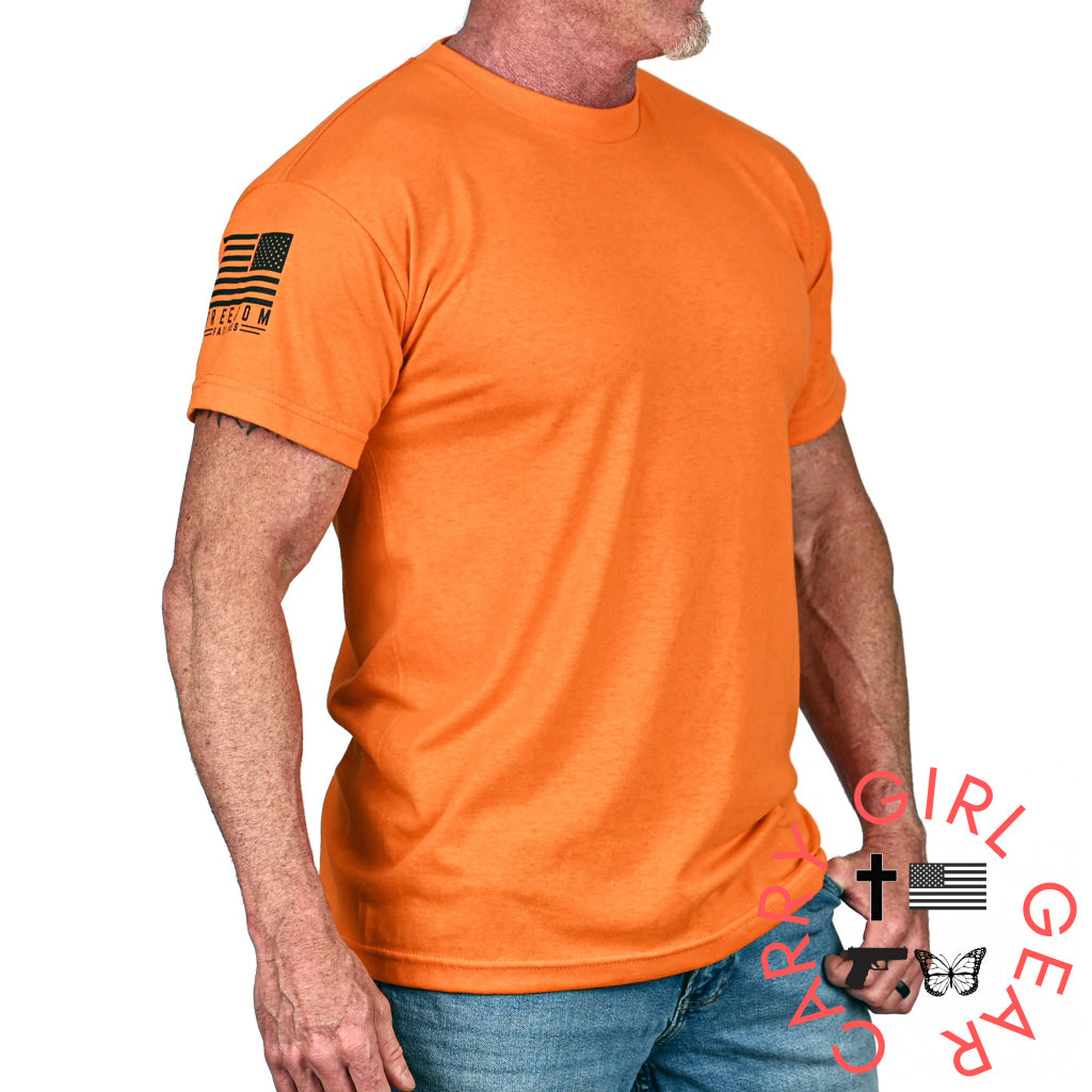 Men’s Basic Hi-Vis Orange Patriotic Work Shirt T-Shirt