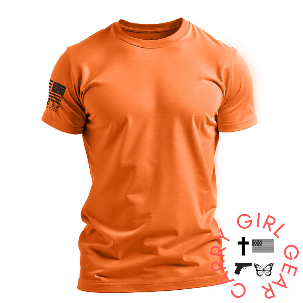 Men’s Basic Hi-Vis Orange Patriotic Work Shirt T-Shirt