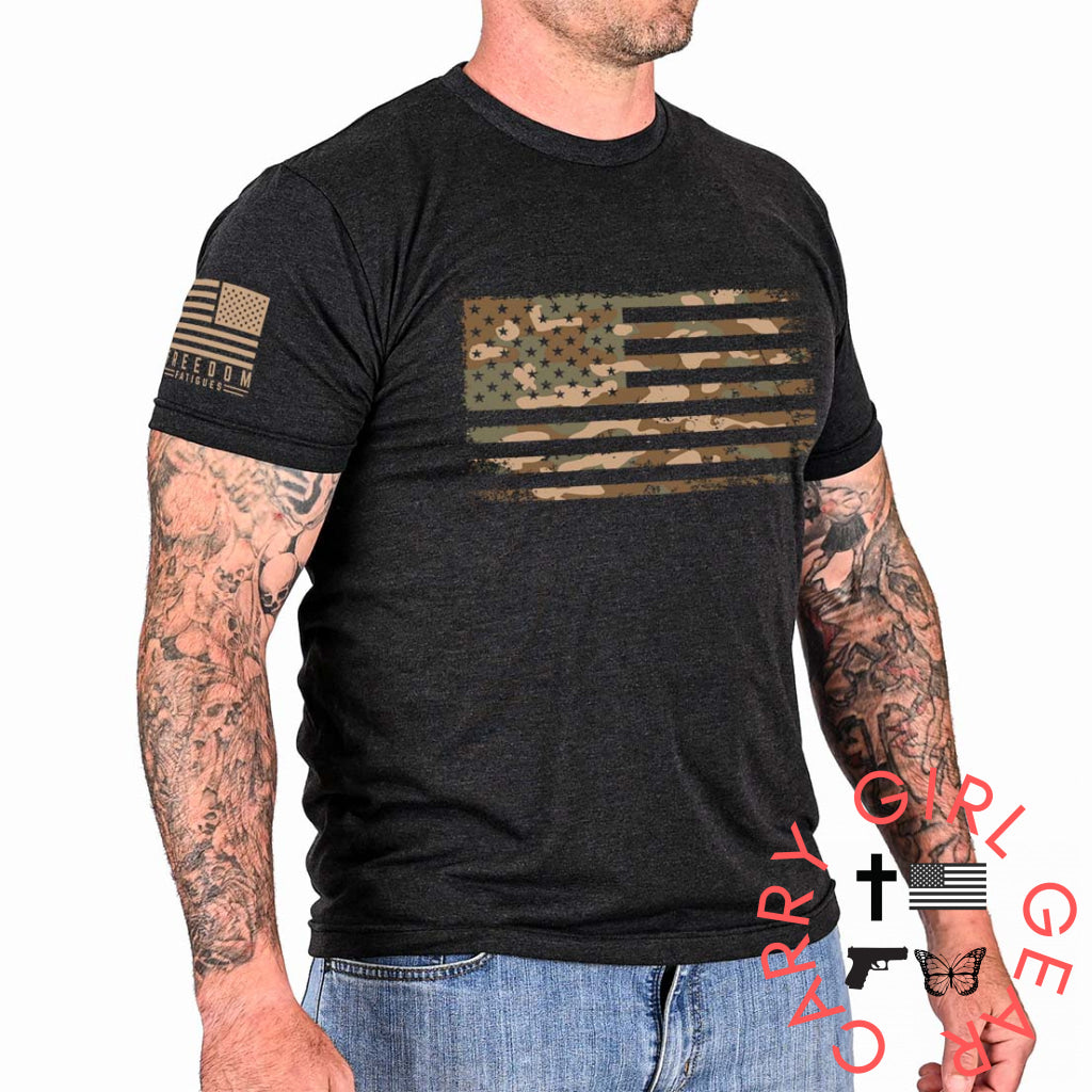 Men’s Camo American Flag Patriotic T-Shirt