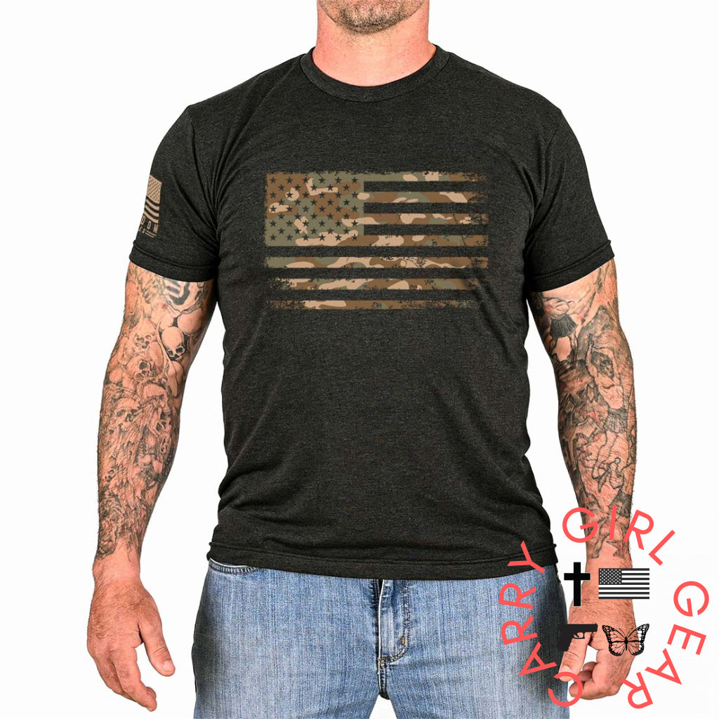 Men’s Camo American Flag Patriotic T-Shirt
