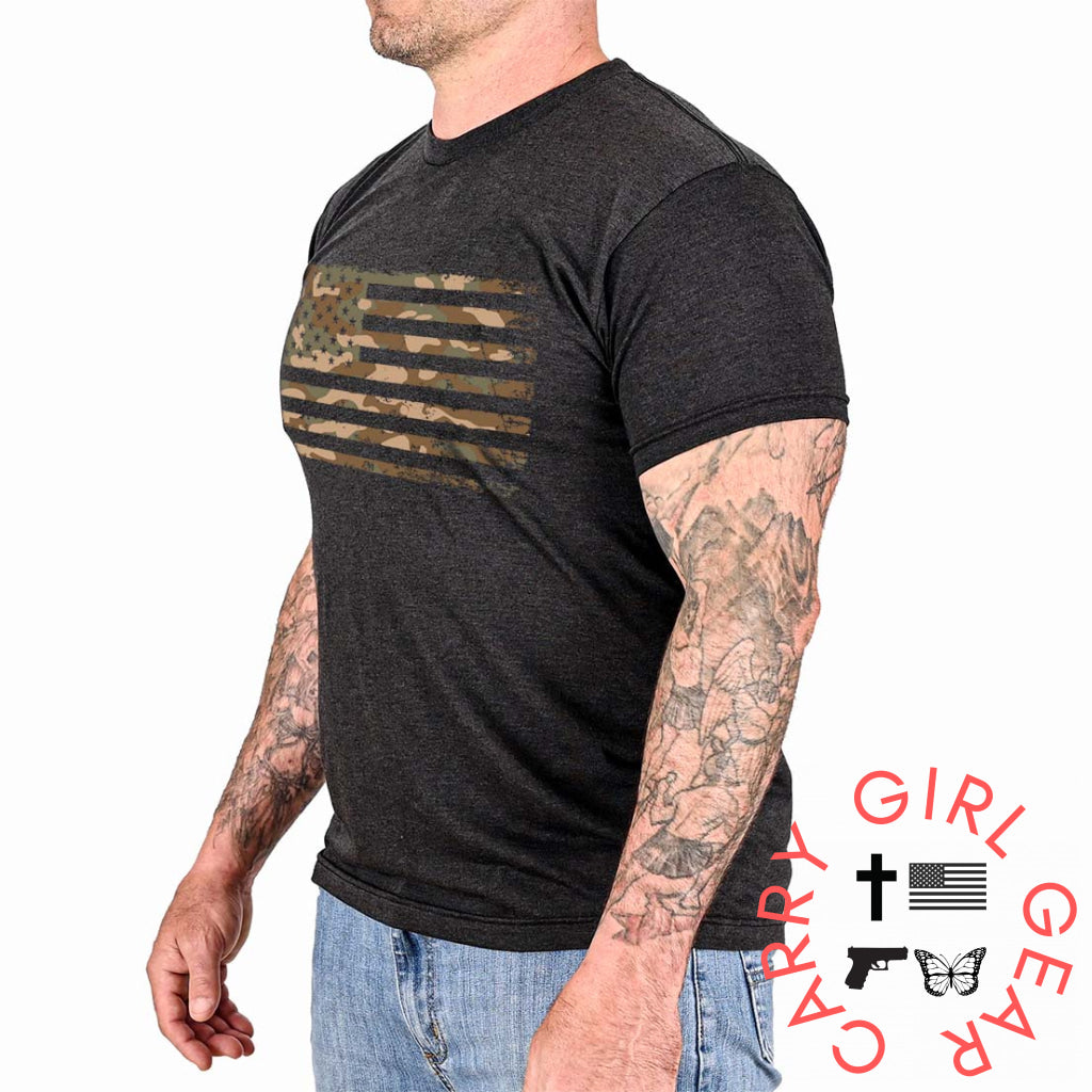 Men’s Camo American Flag Patriotic T-Shirt