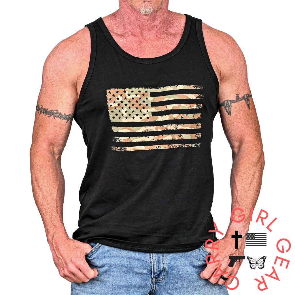Men’s Camo American Flag Patriotic Tank Top Tank