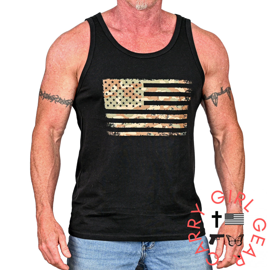 Men’s Camo American Flag Patriotic Tank Top Tank