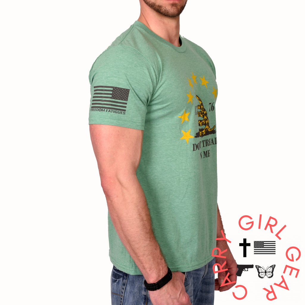 Men’s Don’t Tread On Me Patriotic T-Shirt (Heather Green)