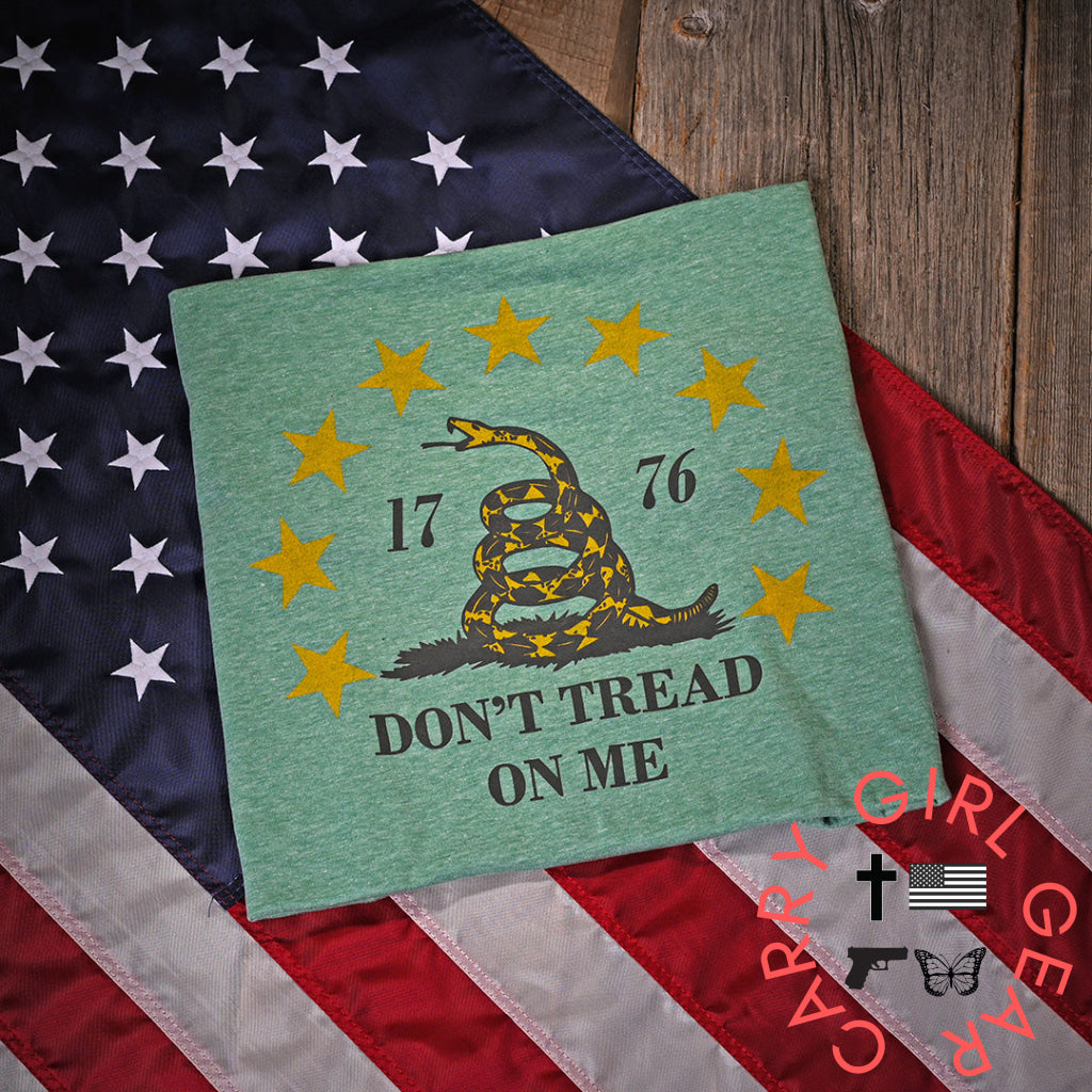 Men’s Don’t Tread On Me Patriotic T-Shirt (Heather Green)