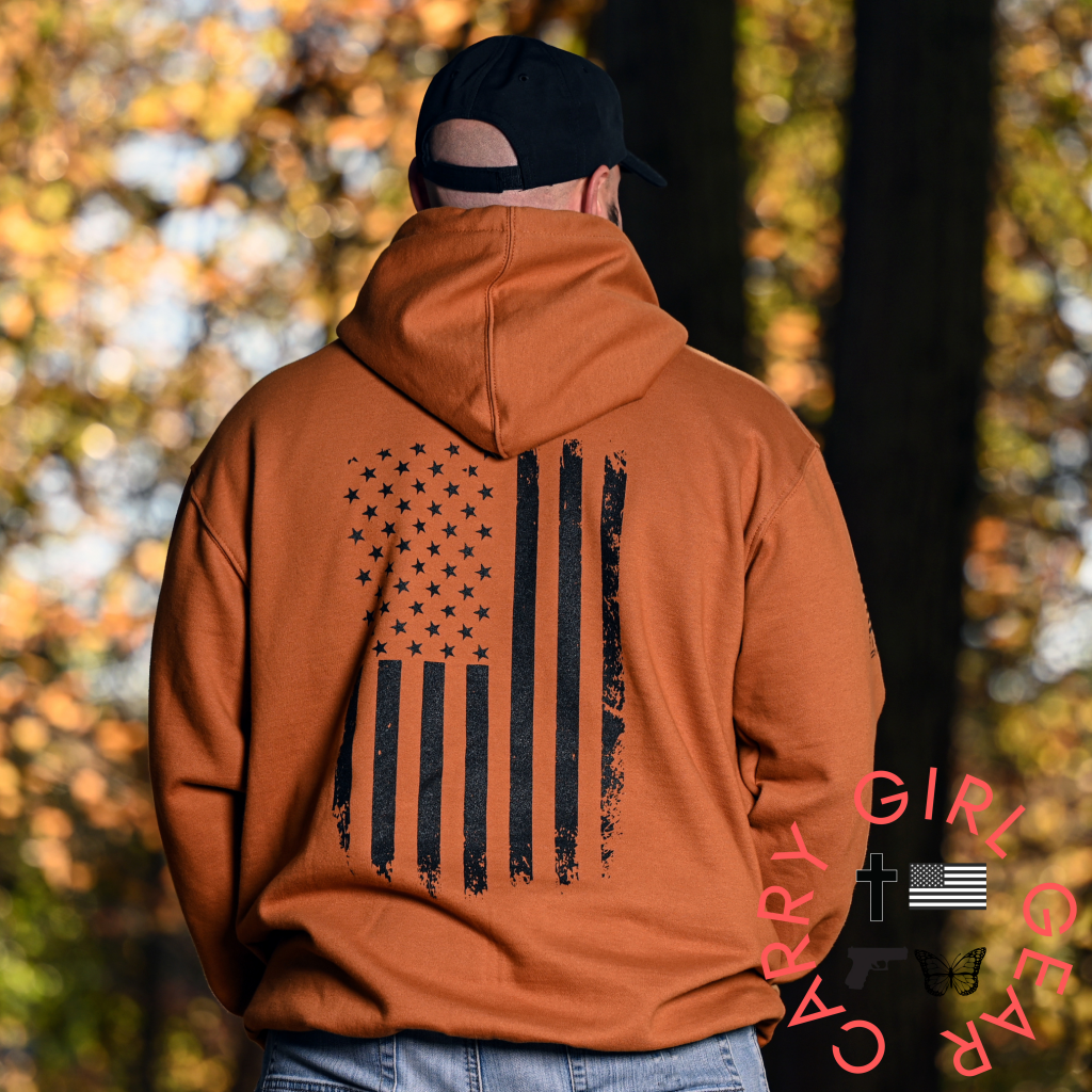 Men’s Heavyweight Oversized American Flag Patriotic Hoodie Sweatshirt