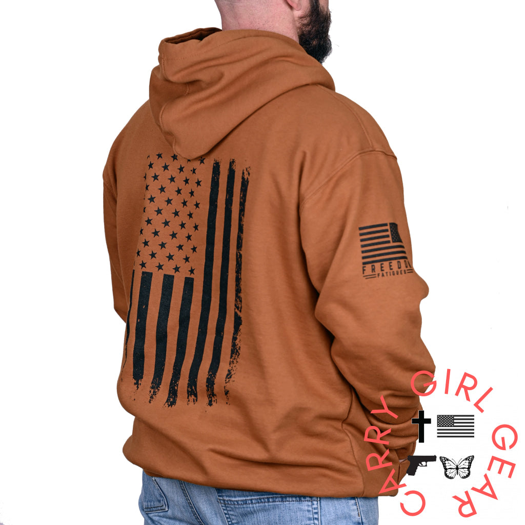 Men’s Heavyweight Oversized American Flag Patriotic Hoodie Sweatshirt
