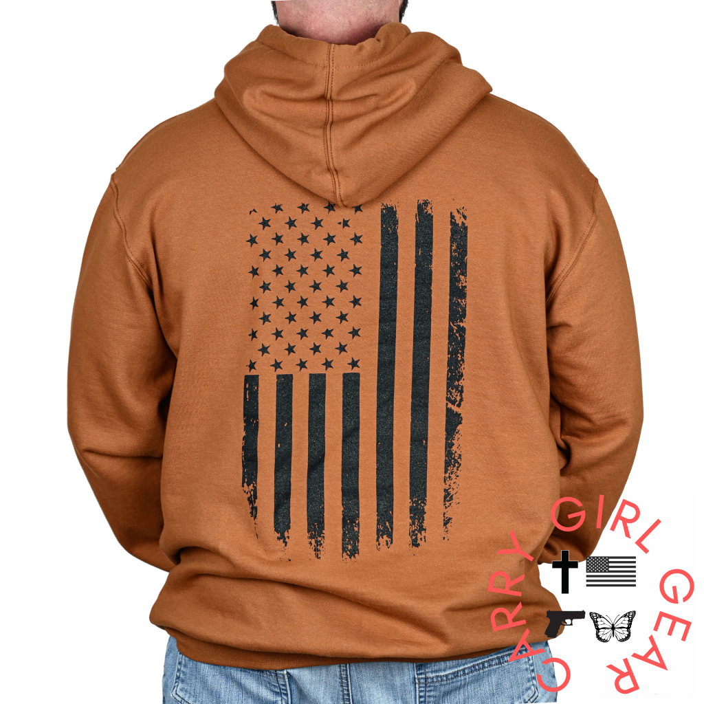 Men’s Heavyweight Oversized American Flag Patriotic Hoodie Sweatshirt