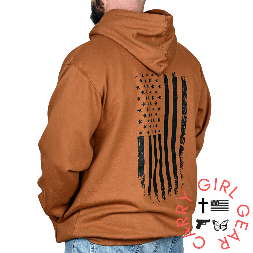 Men’s Heavyweight Oversized American Flag Patriotic Hoodie Sweatshirt