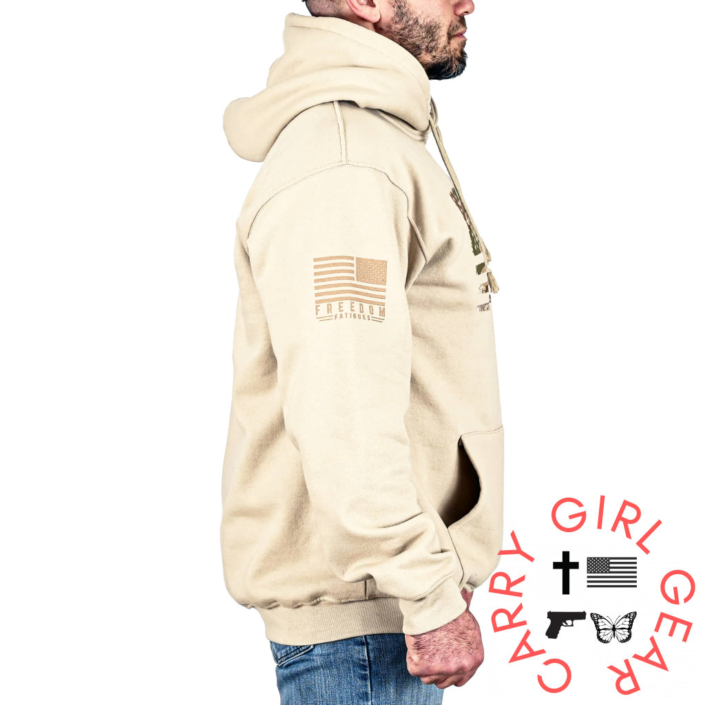 Men’s Heavyweight Oversized Arid Camo Flag Hoodie (Sand) Sweatshirt