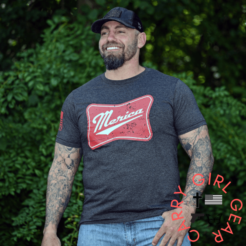 Men’s ’Merica Patriotic T-Shirt - Heather Charcoal