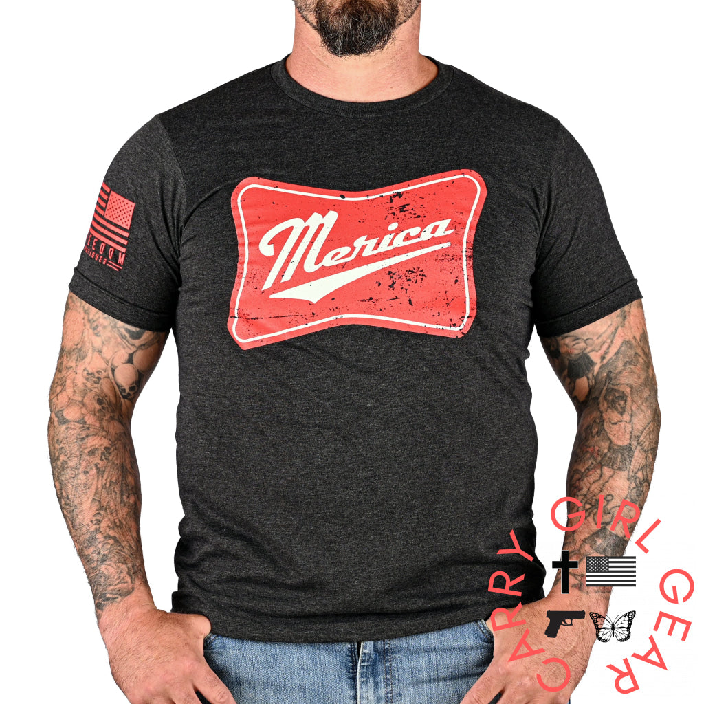 Men’s ’Merica Patriotic T-Shirt - Heather Charcoal