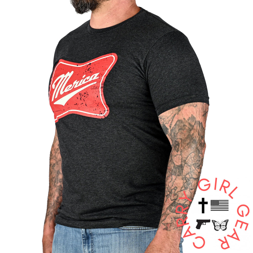 Men’s ’Merica Patriotic T-Shirt - Heather Charcoal