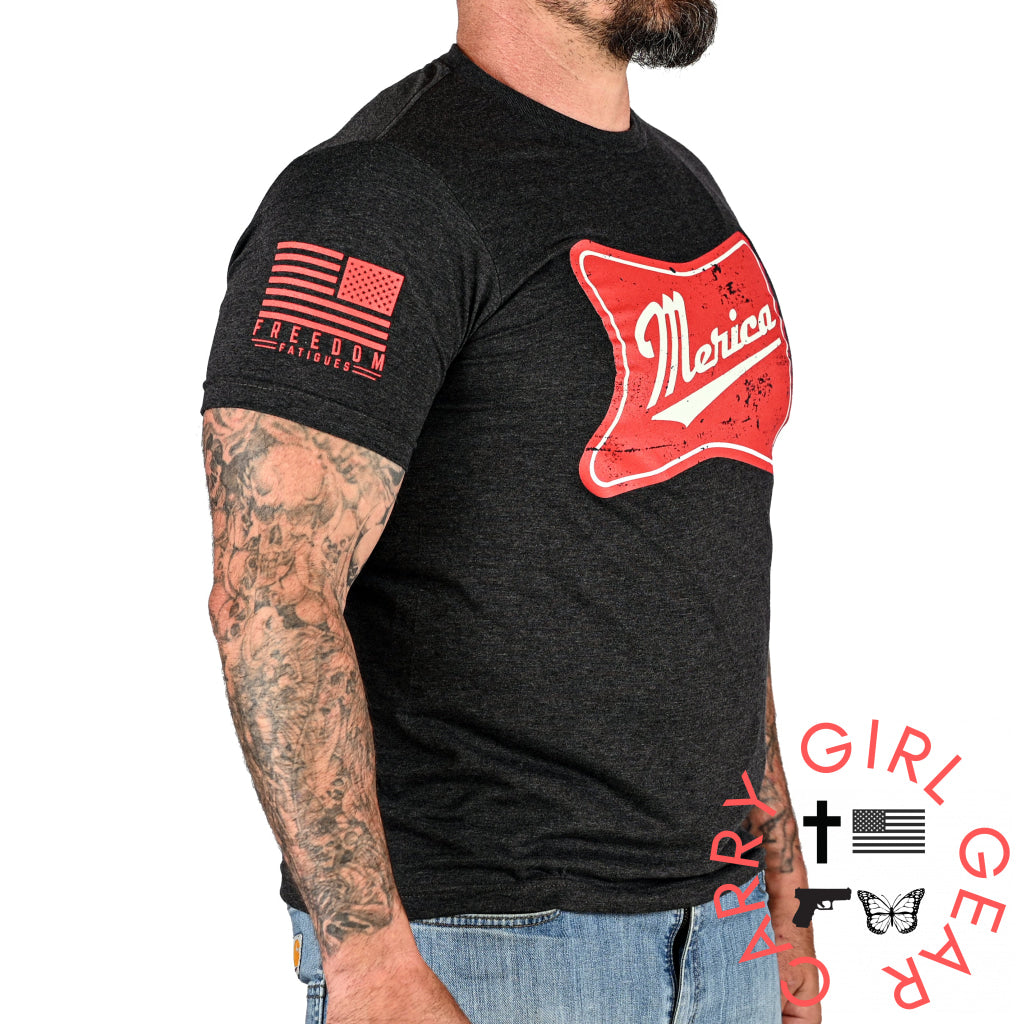 Men’s ’Merica Patriotic T-Shirt - Heather Charcoal
