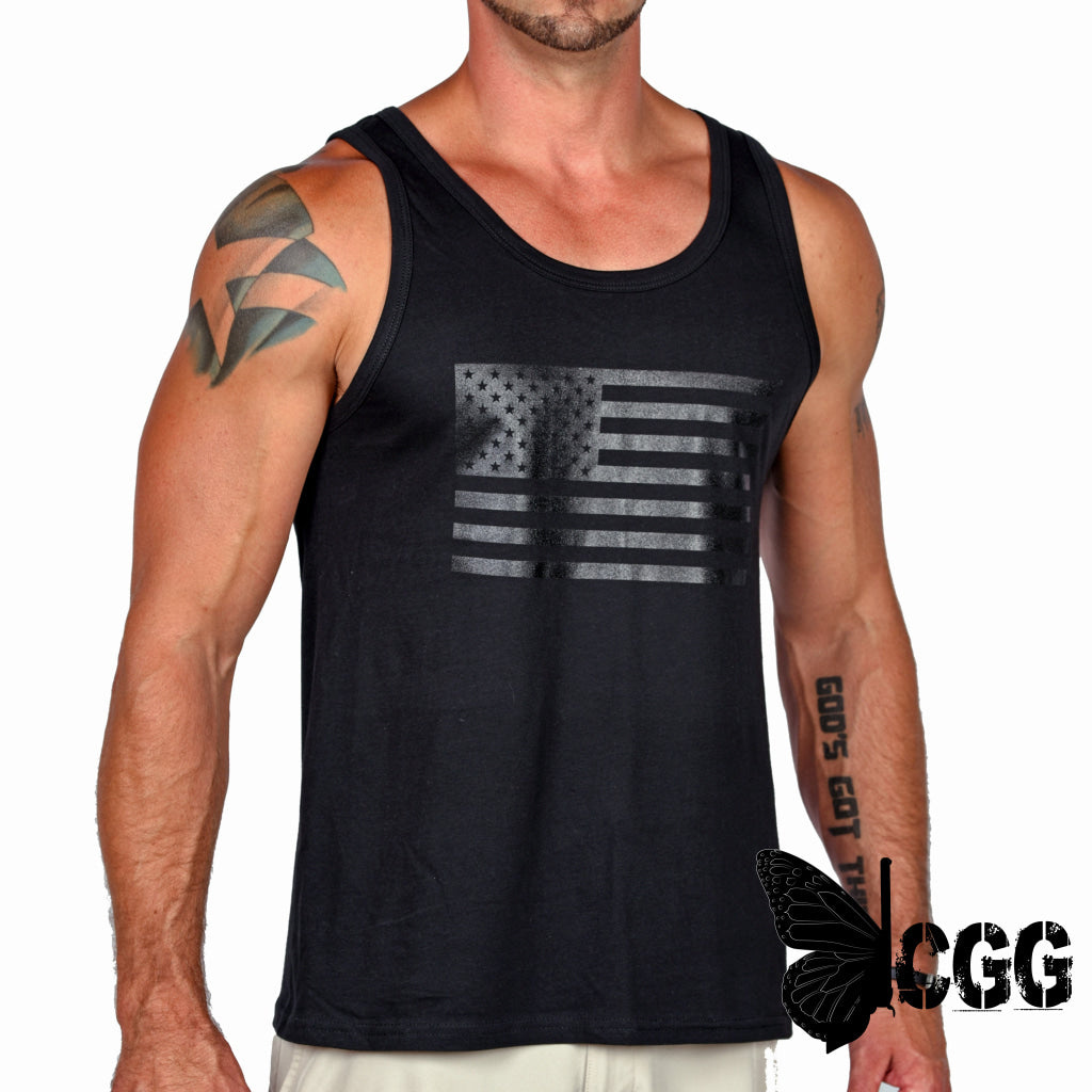 Men’s Murdered Out American Flag Tank Top