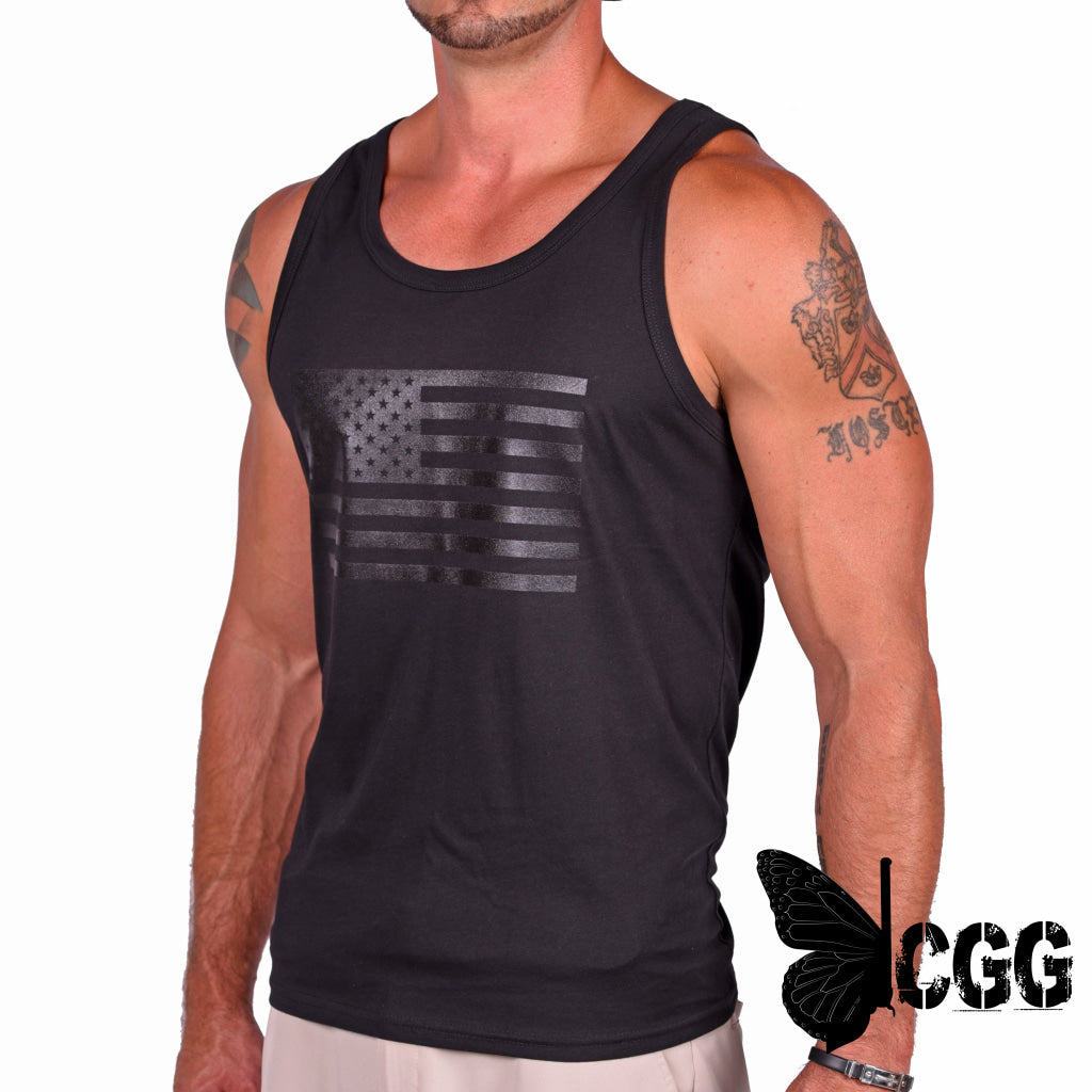 Men’s Murdered Out American Flag Tank Top S