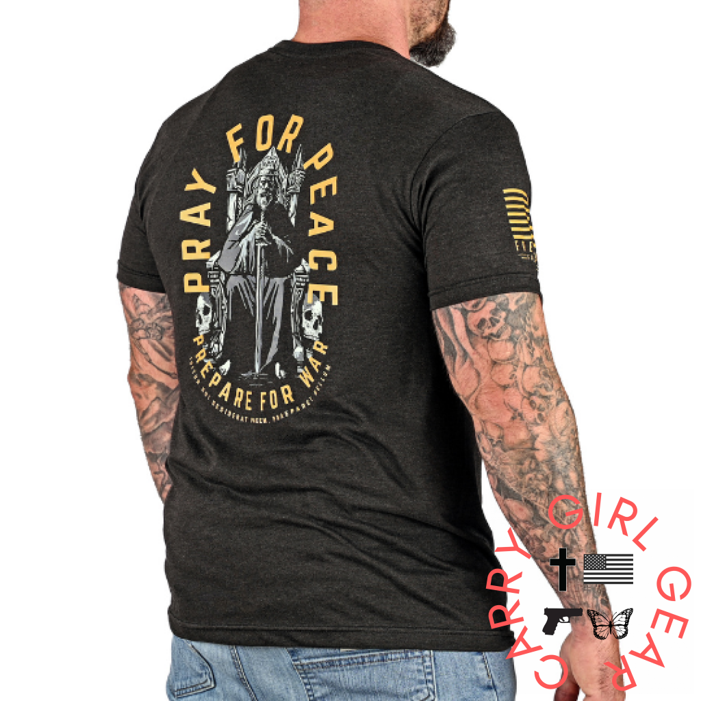 Men’s Pray For Peace | Prepare War Patriotic T-Shirt