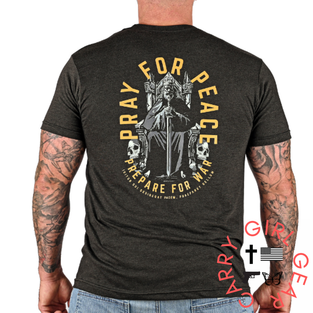 Men’s Pray For Peace | Prepare War Patriotic T-Shirt