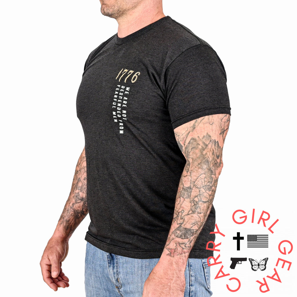 Men’s We Are Not Descended From Fearful Men Patriotic T-Shirt - Heather Black