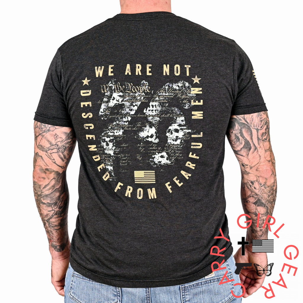 Men’s We Are Not Descended From Fearful Men Patriotic T-Shirt - Heather Black