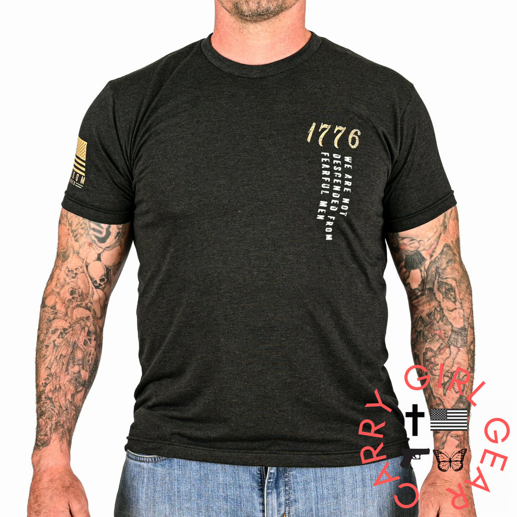 Men’s We Are Not Descended From Fearful Men Patriotic T-Shirt - Heather Black