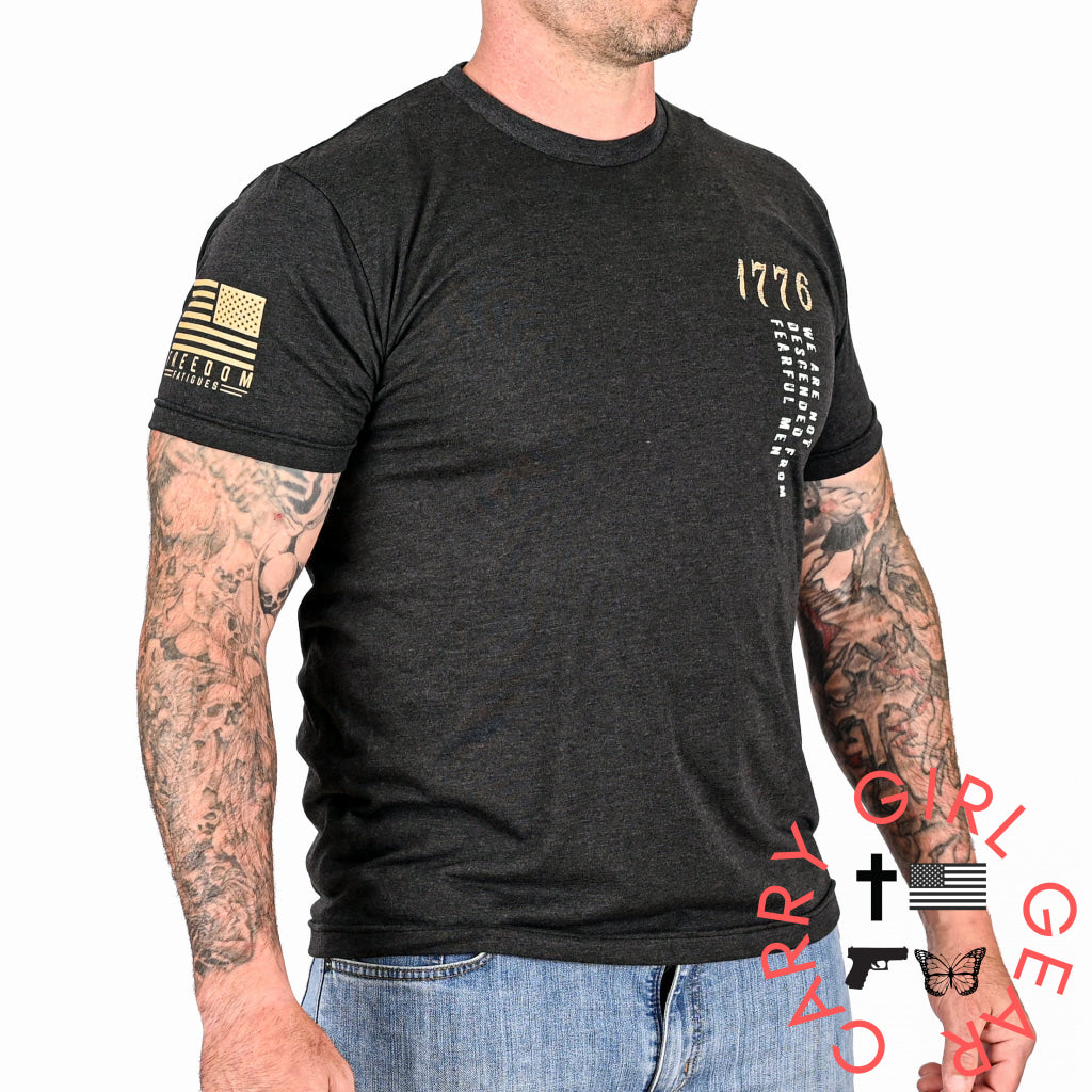 Men’s We Are Not Descended From Fearful Men Patriotic T-Shirt - Heather Black