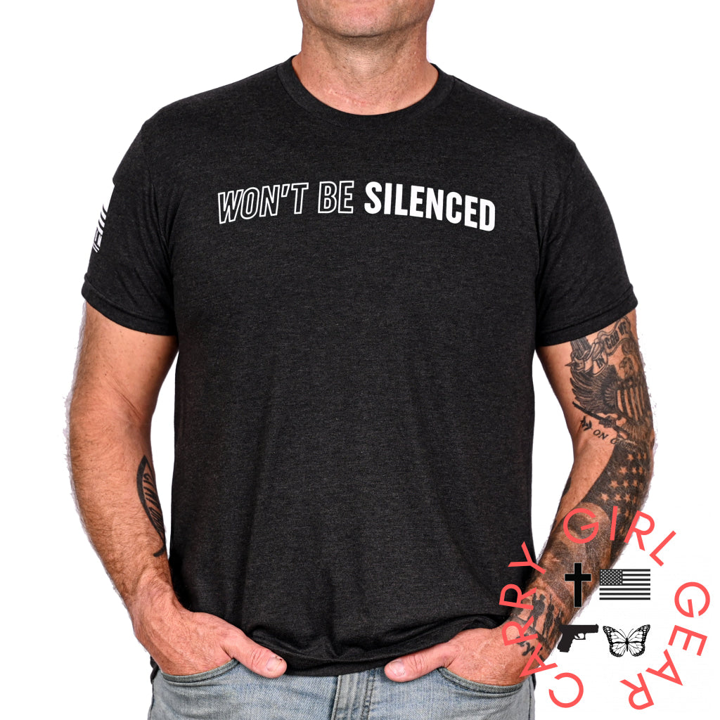 Men’s Won’t Be Silenced First Amendment Patriotic T-Shirt T-Shirt