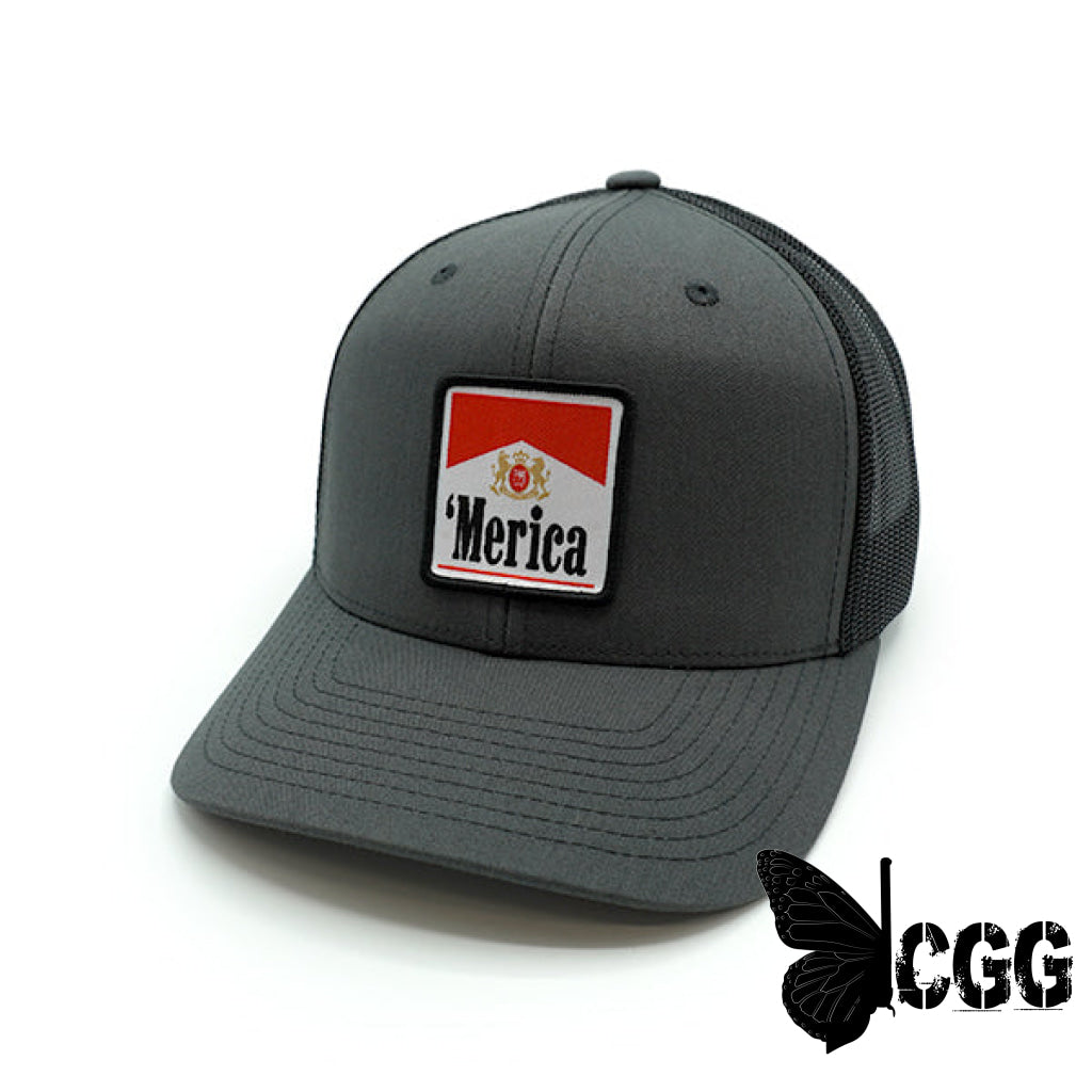 ’Merica Carton Full Of Freedom Woven Patch Hat Charcoal And Black / Curved Bill Snapback Nc - Hats