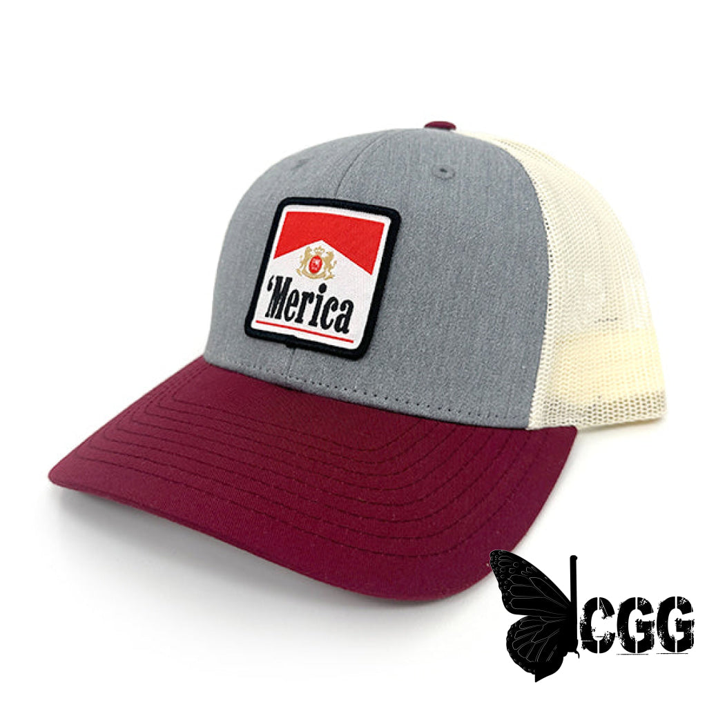 ’Merica Carton Full Of Freedom Woven Patch Hat Heather Birch And Cardinal / Curved Bill Snapback