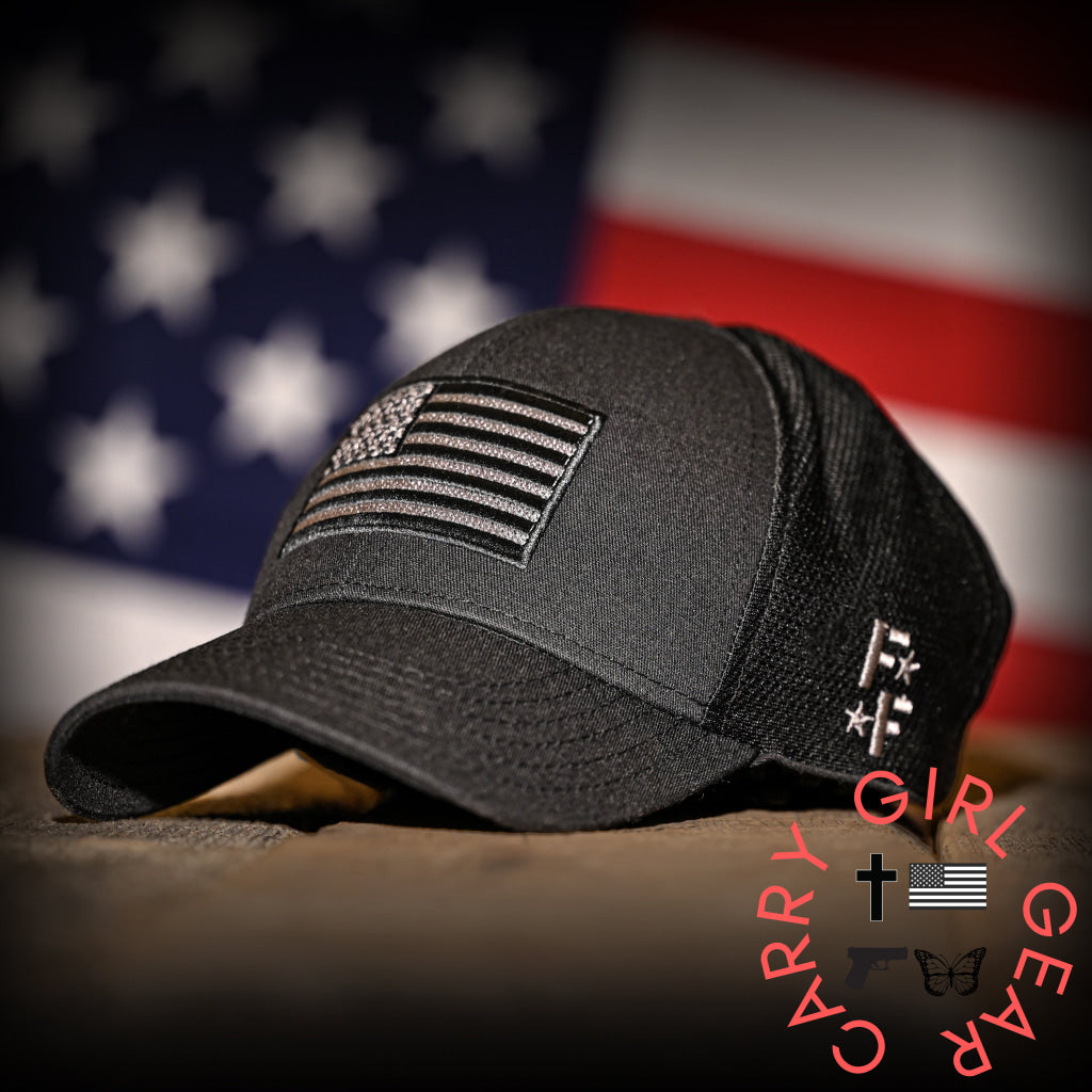 Midnight Black American Flag Ball Cap Hats
