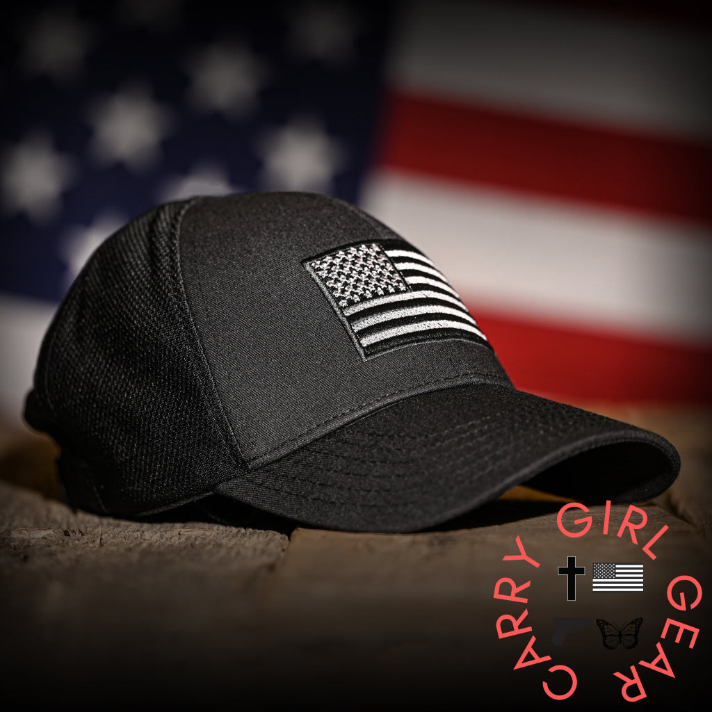Midnight Black American Flag Ball Cap Hats