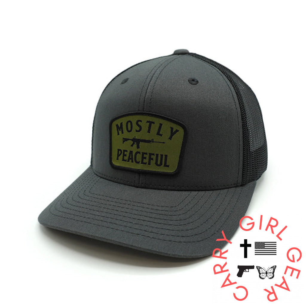 Mostly Peaceful Woven Patch Hat Performance Rope Hat / Black NC - Hats