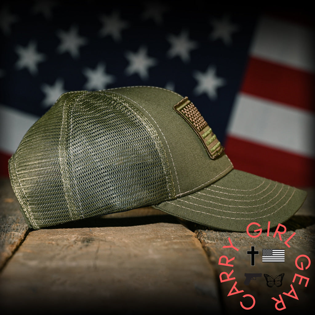 MultiCam Flag Patch OD Green Ball Cap Hats