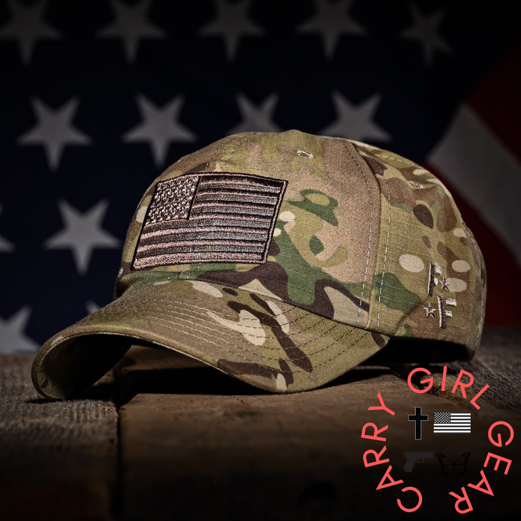 Multicam Full Fabric American Flag Range Hat Hats