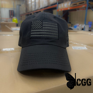 Murdered Out Black Ripstop Full Fabric American Flag Range Hat Hats