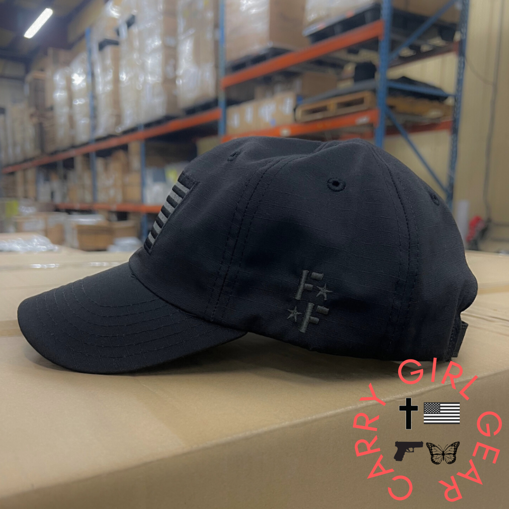 Murdered Out Black Ripstop Full Fabric American Flag Range Hat Hats