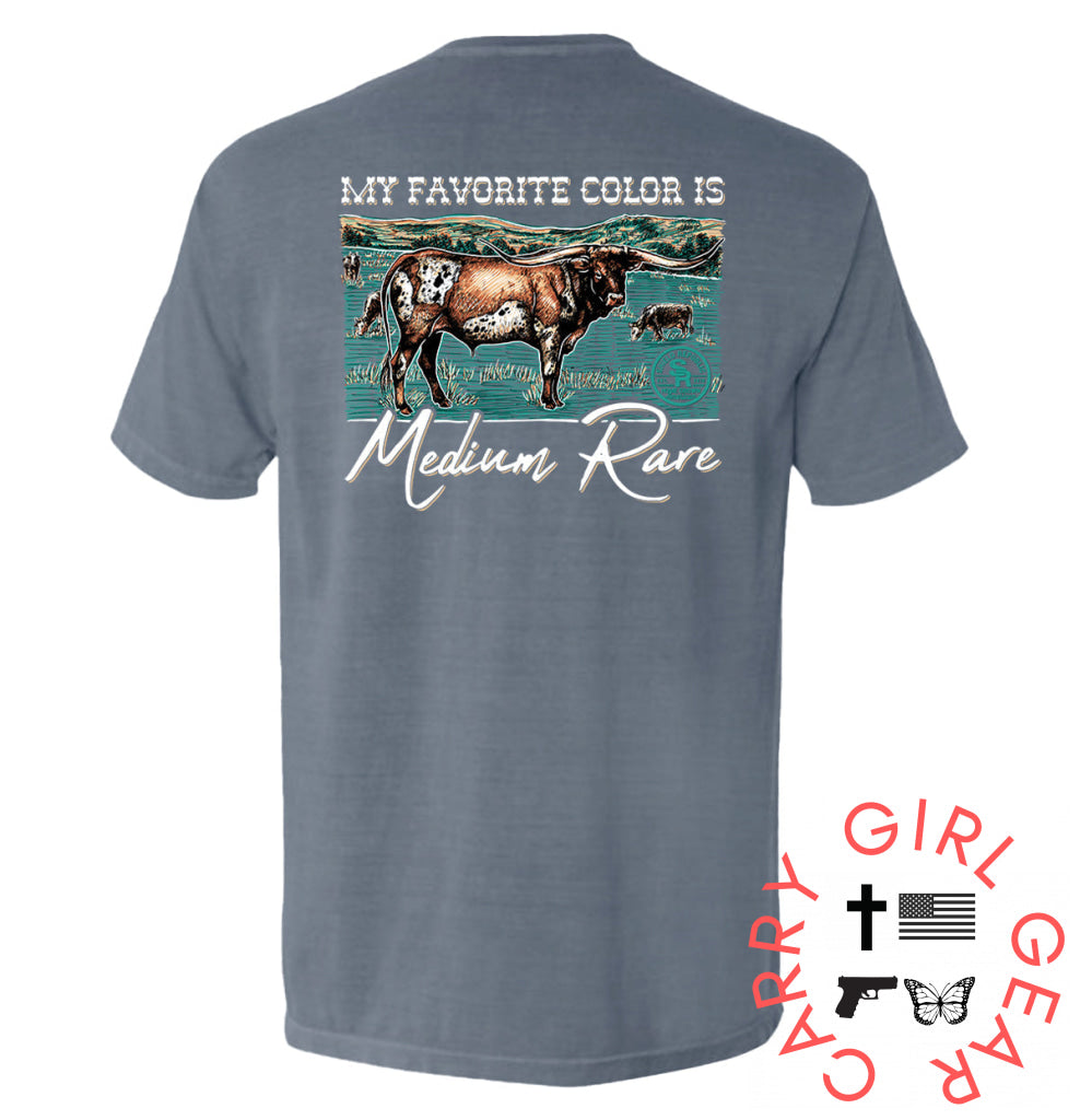 My Favorite Color Is Medium Rare Blue Jean / S Comfort Colors Pocket Tee Nc - Apparel