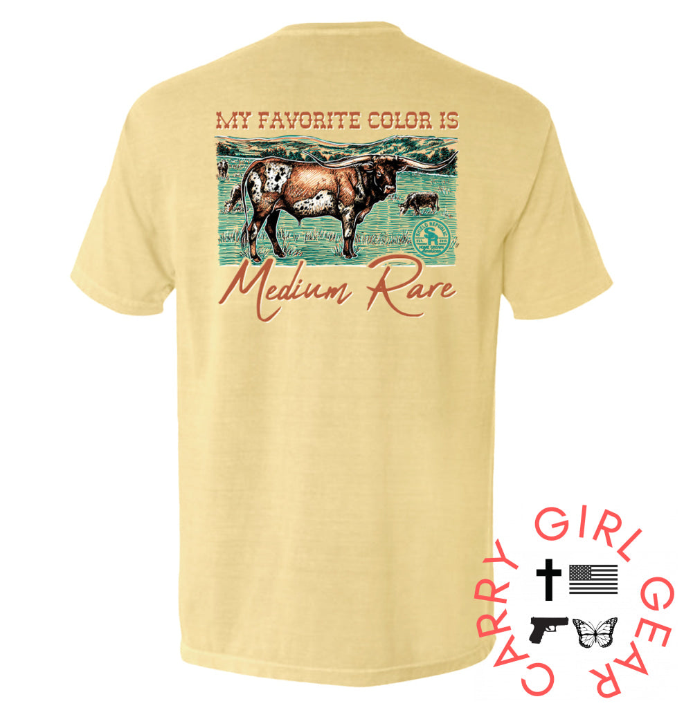 My Favorite Color Is Medium Rare Butter / S Comfort Colors Pocket Tee Nc - Apparel