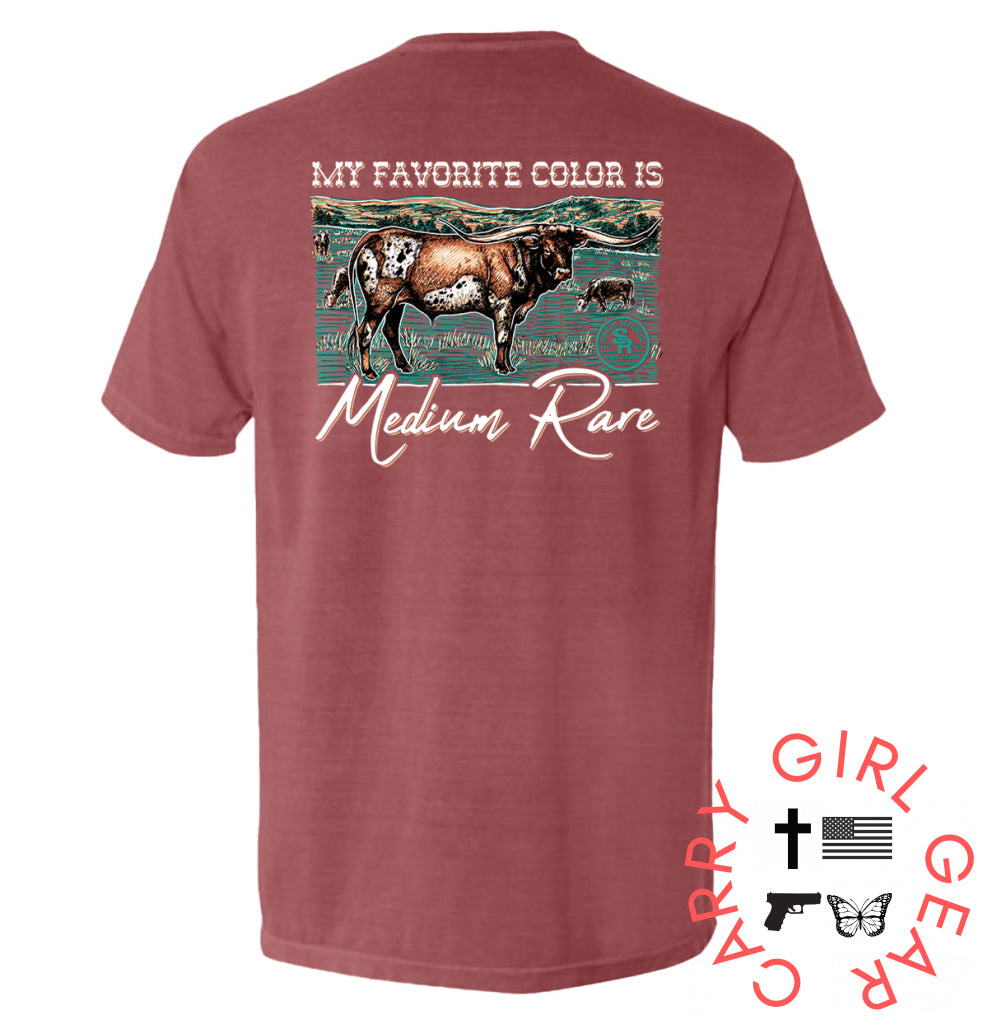 My Favorite Color Is Medium Rare Crimson / S Comfort Colors Pocket Tee Nc - Apparel