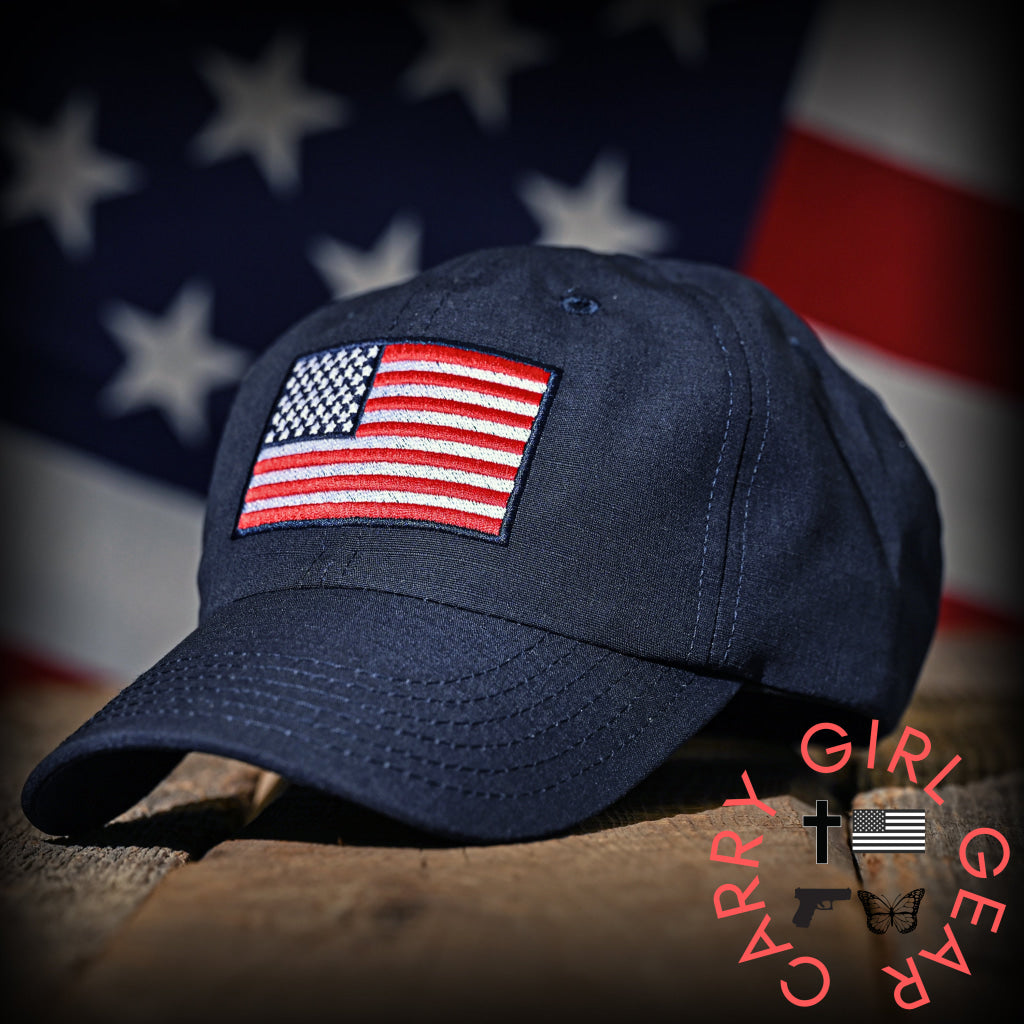 Navy Ripstop Full Fabric American Flag Range Hat Hats