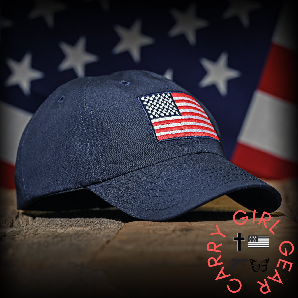Navy Ripstop Full Fabric American Flag Range Hat Hats