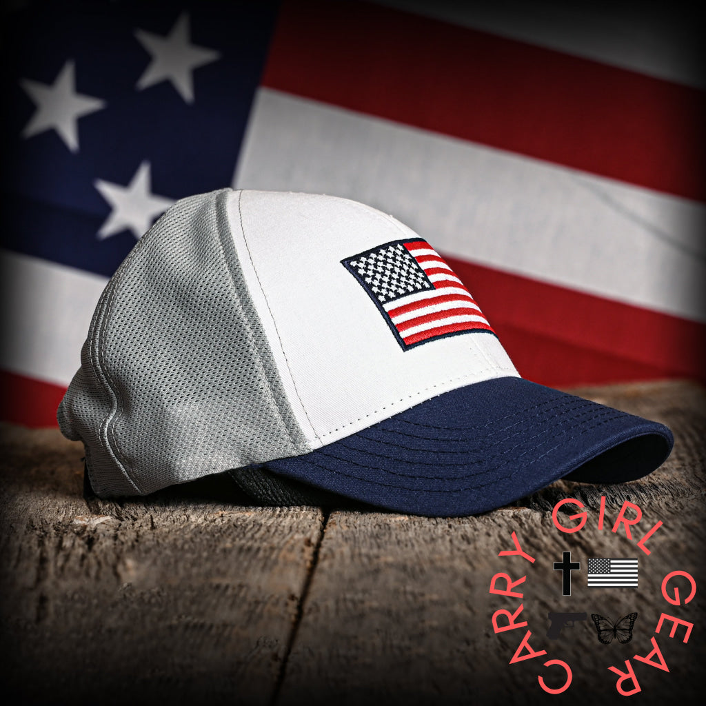 Navy White & Gray American Flag Ball Cap Hats