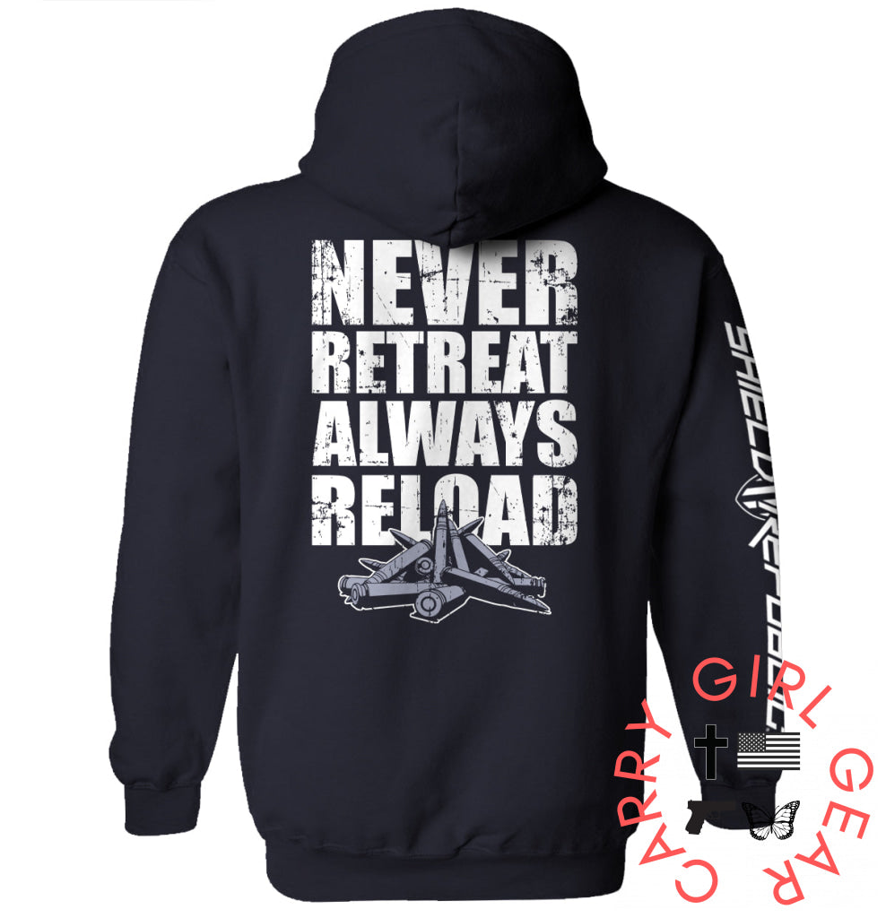 Never Retreat Always Reload Navy / S Hoodie Nc - Apparel