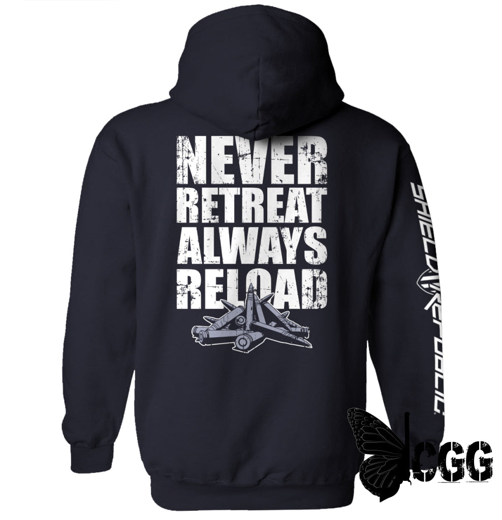 Never Retreat Always Reload Navy / S Hoodie Nc - Apparel