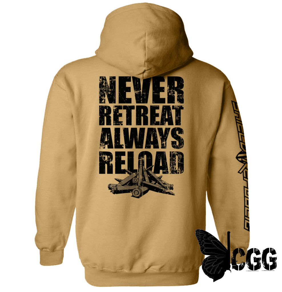 Never Retreat Always Reload Sand / S Hoodie Nc - Apparel