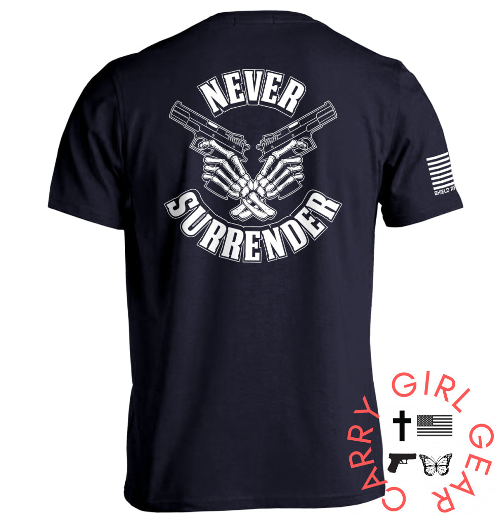 Never Surrender Navy / S Tee Nc - Apparel