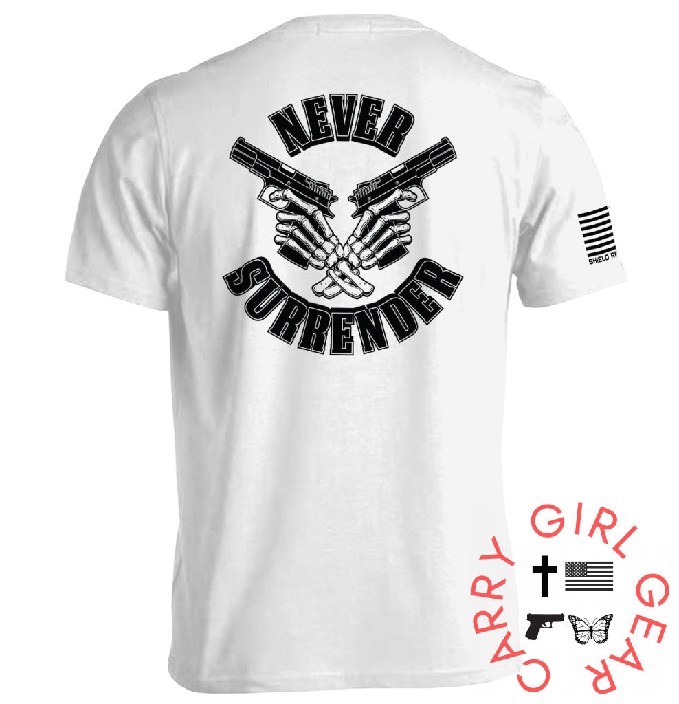 Never Surrender White / S Tee Nc - Apparel