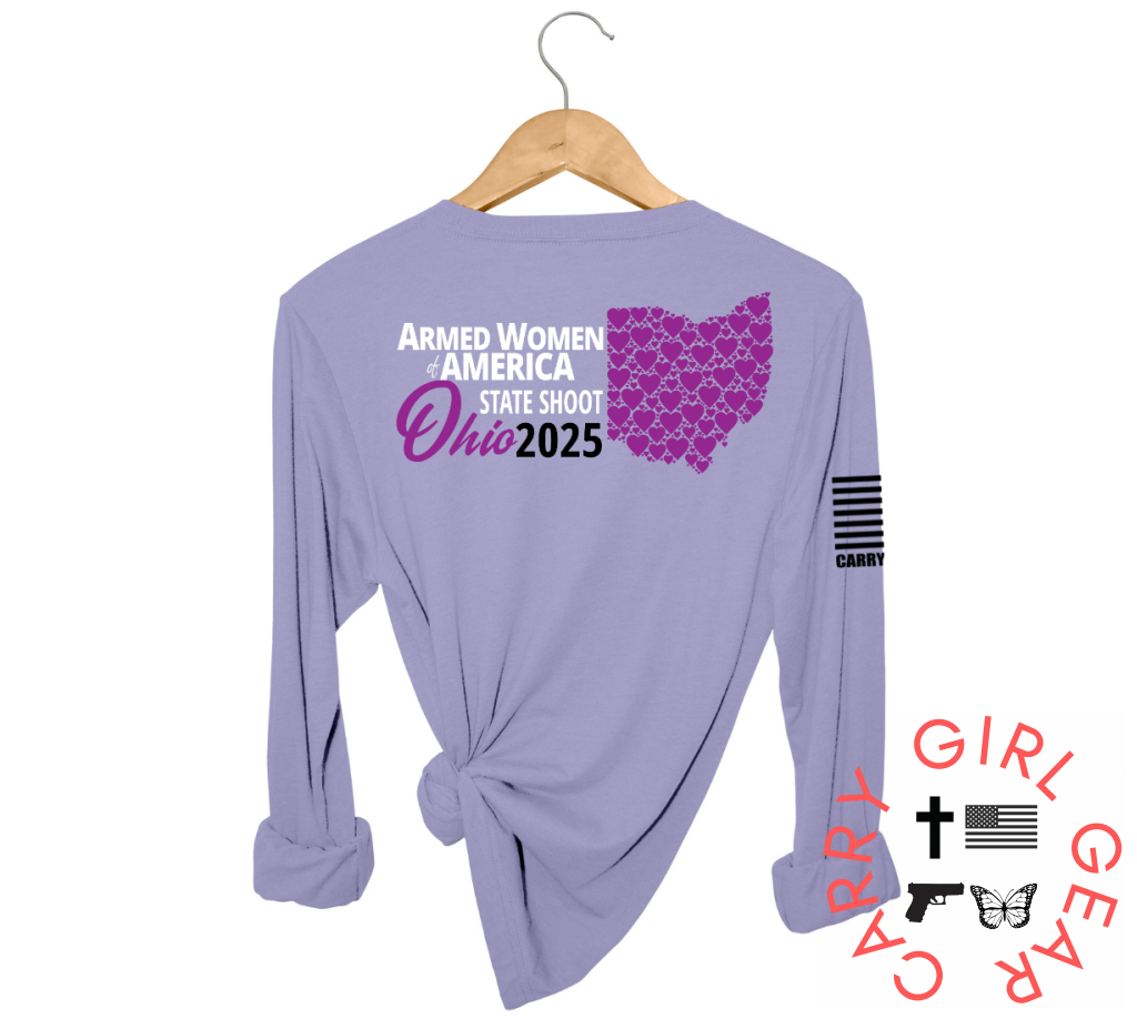 NEW***AWA 2025 OHIO STATE SHOOT LONG SLEEVE SM / HEATHER DARK LAVENDAR / UNISEX CUT CGG PERFECT TEE