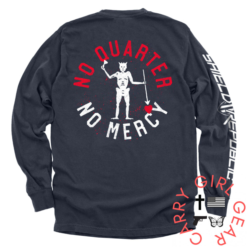 No Quarter Mercy True Navy / S Comfort Colors Long Sleeve Nc - Apparel